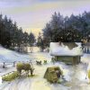 نقاشی روستا در زمستان